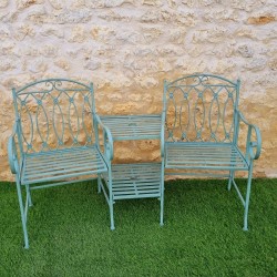 Iron Garden Bench with Slatted Seat Length 153 cm Front View