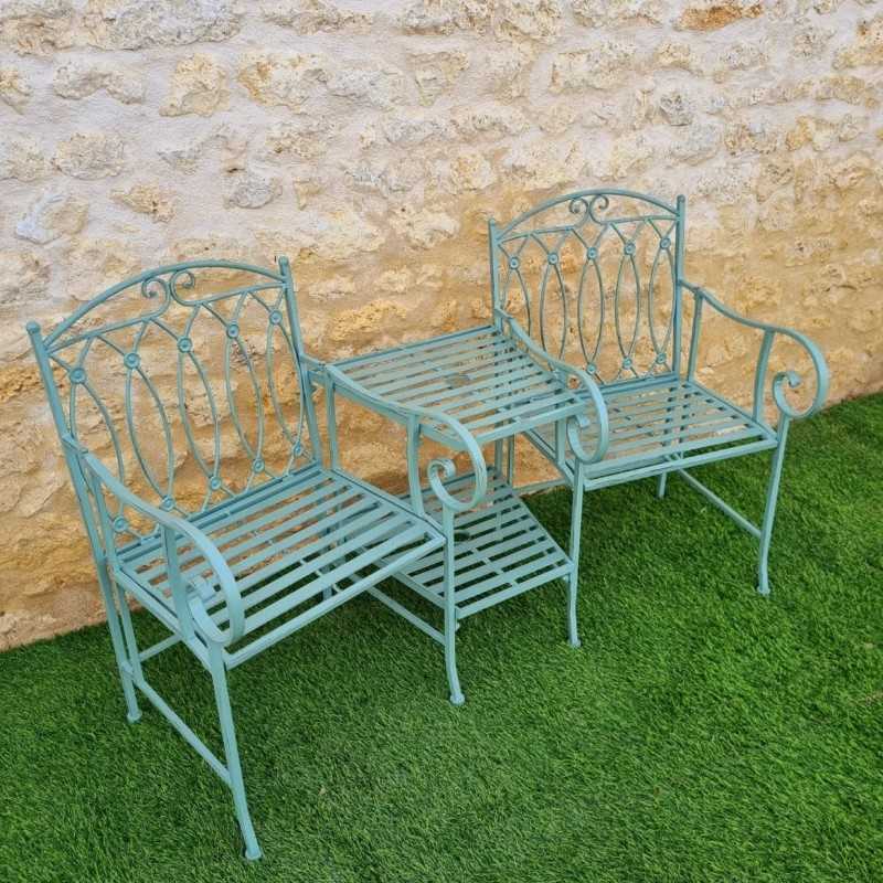 Iron Garden Bench with Slatted Seat Length 153 cm Side View