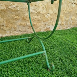 Comfortable Antique Green Patinated Wrought Iron Garden Bench