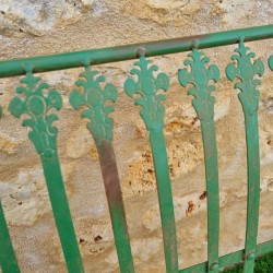 Comfortable Antique Green Patinated Wrought Iron Garden Bench