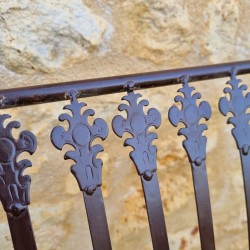 Comfortable Antique Brown Patinated Wrought Iron Garden Bench