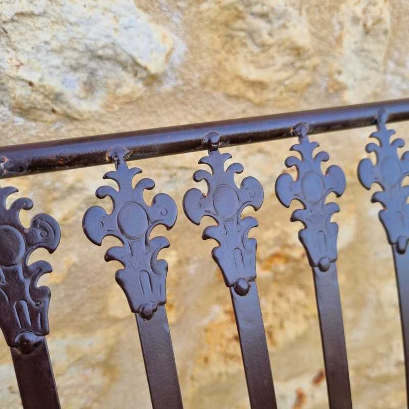 Comfortable Antique Brown Patinated Wrought Iron Garden Bench