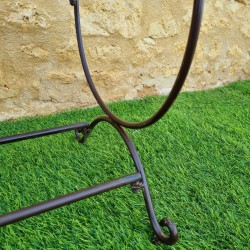 Comfortable Antique Brown Patinated Wrought Iron Garden Bench