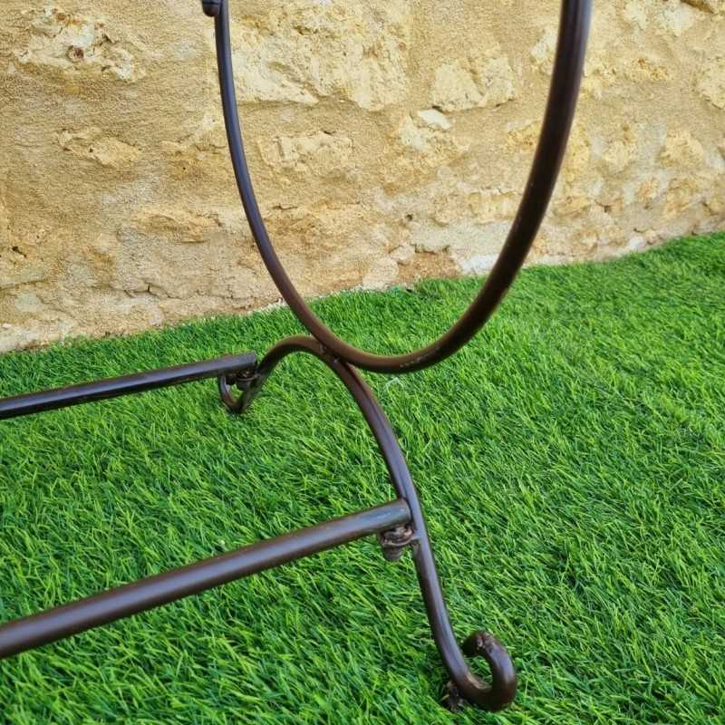 Comfortable Antique Brown Patinated Wrought Iron Garden Bench