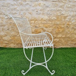 Romantic iron garden bench with curved armrests