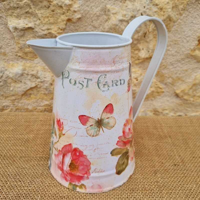 Decorative vintage-style jug with script motifs, butterflies, and flowers €18.90 LEZARD DU JARDIN
