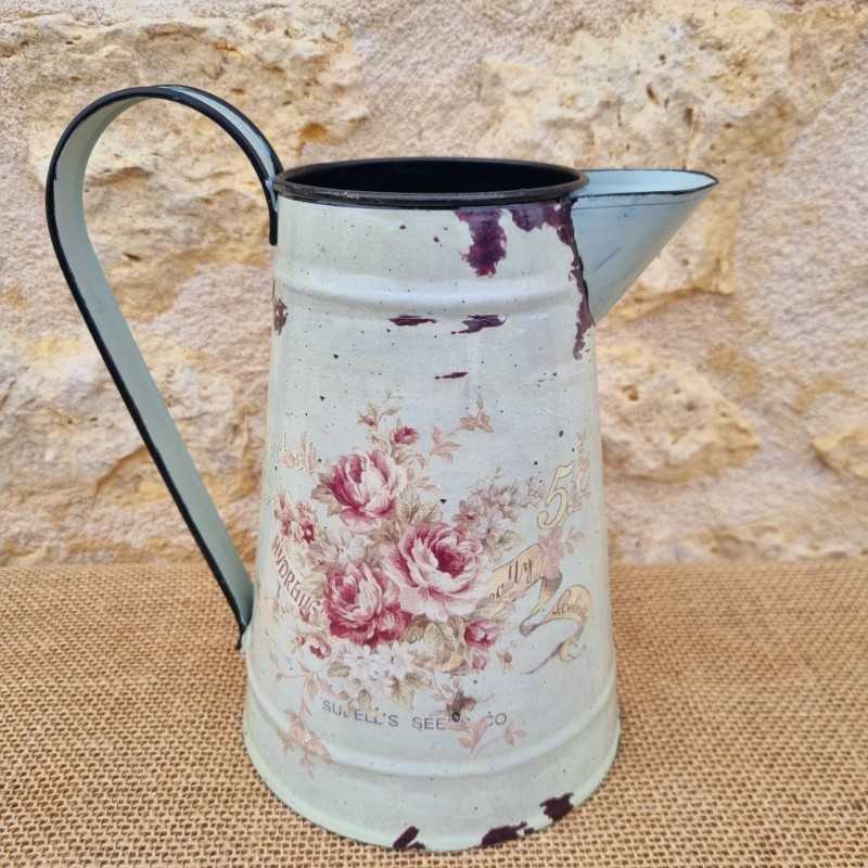 Decorative Vintage-Style Pitcher with Floral Motifs