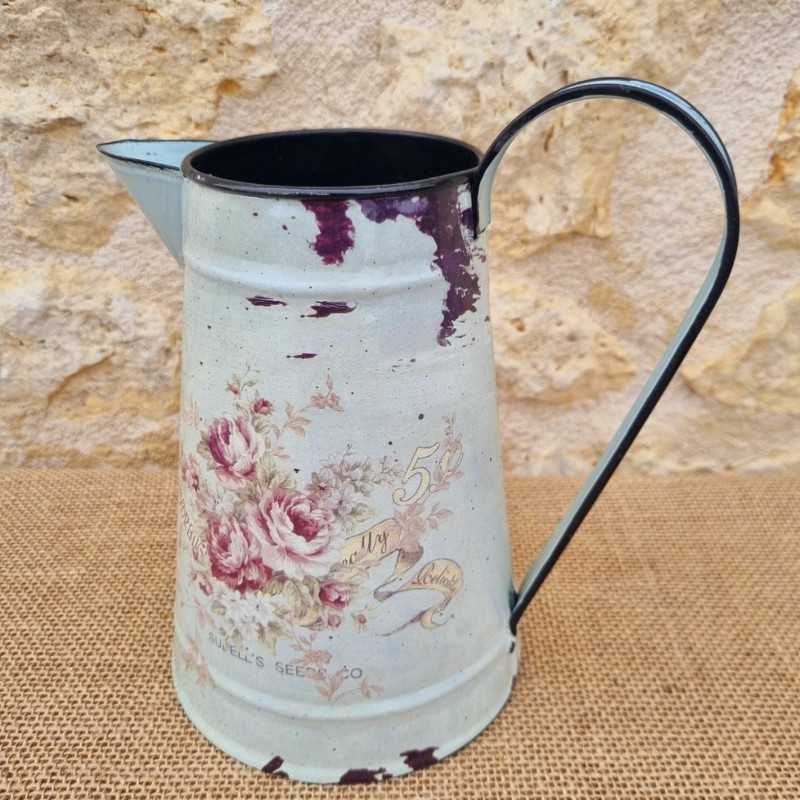 Decorative Vintage-Style Pitcher with Floral Motifs