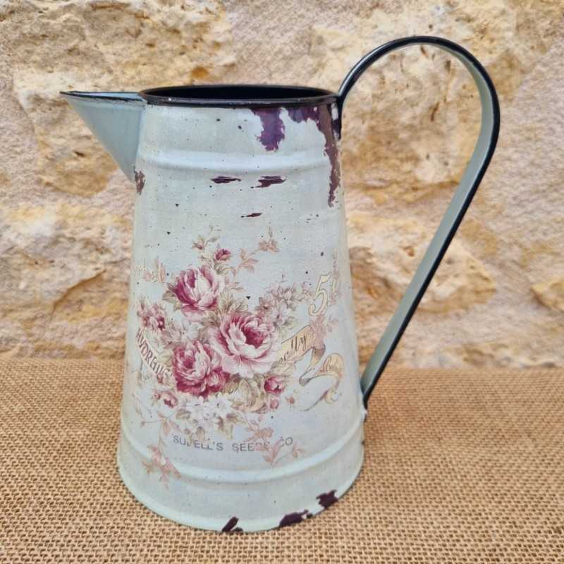 Decorative Vintage-Style Pitcher with Floral Motifs