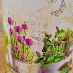 Decorative Vintage-Style Pitcher with Floral and Pot Motifs