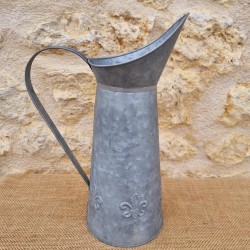 Decorative Vintage-Style Grey Fleur-de-Lys Pitcher