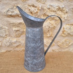 Decorative Vintage-Style Grey Fleur-de-Lys Pitcher