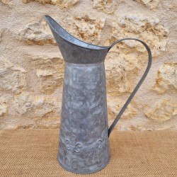 Decorative Vintage-Style Grey Fleur-de-Lys Pitcher
