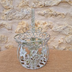Beige and brown green iron basket