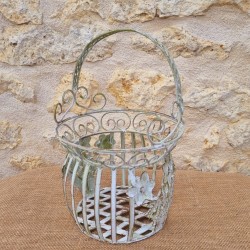 Beige and brown green iron basket