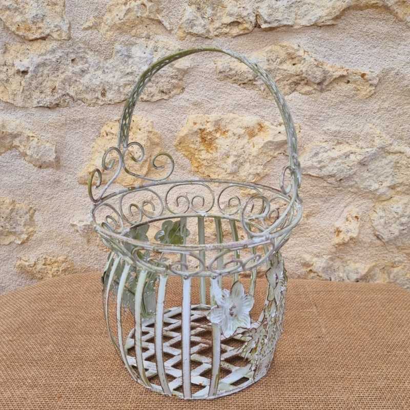 Beige and brown green iron basket