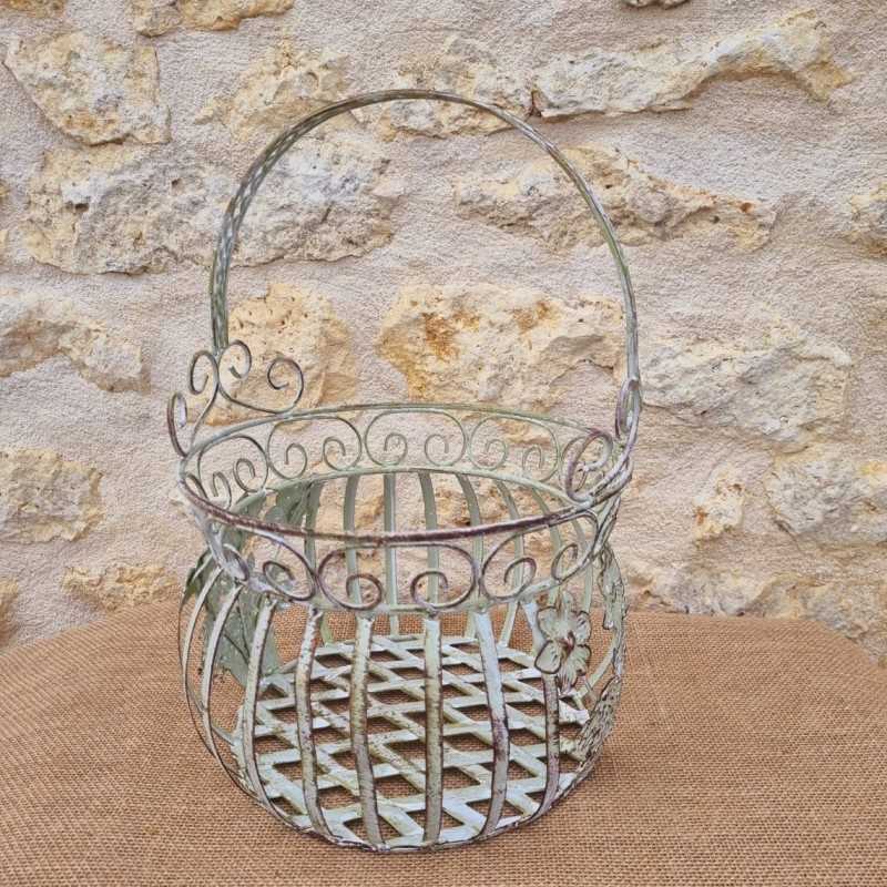Beige and brown green iron basket