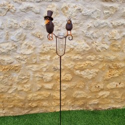 Decorative rain gauge with a brown crow motif. -LDJ.
