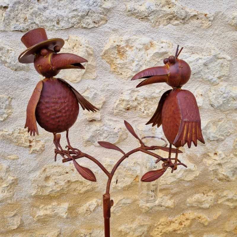 Rusty metal crow rain gauge 127 cm | Garden Lizard.