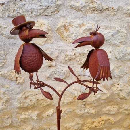 Rusty metal crow rain gauge 127 cm | Garden Lizard.
