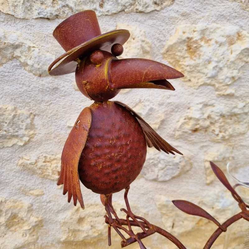 Rusty metal crow rain gauge 127 cm | Garden Lizard.