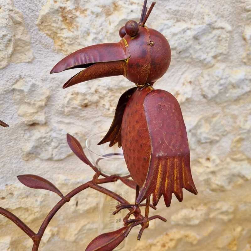 Rusty metal crow rain gauge 127 cm | Garden Lizard.