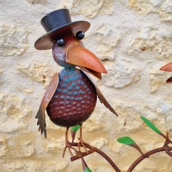 Decorative rain gauge with colourful crows, 127 cm, graduated glass funnel, metal garden décor €39.90 LEZARD DU JARDIN