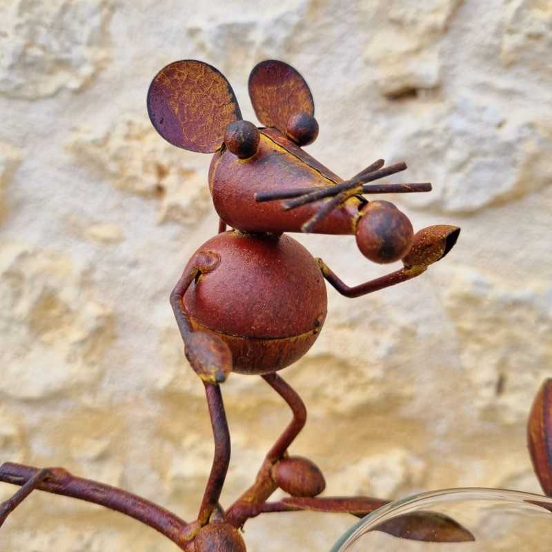 Metal cat and mouse rain gauge H117 cm | Garden Lizard.