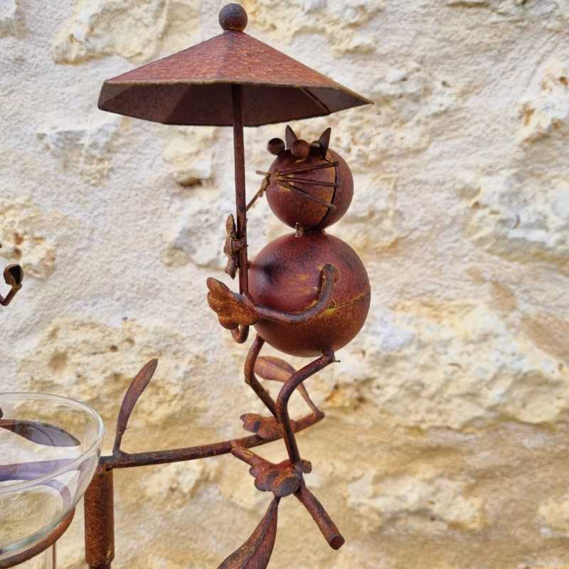 Metal cat and mouse rain gauge H117 cm | Garden Lizard.