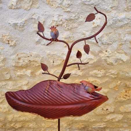 Bird Bath on Colored Iron Spike, Feeder H127 cm