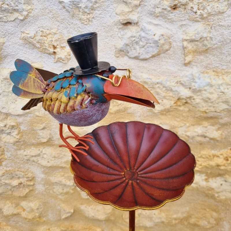 Blue Bird Feeder and Bath with Spike 110X29X17