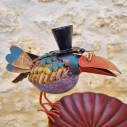 Blue Bird Feeder and Bath with Spike 110X29X17