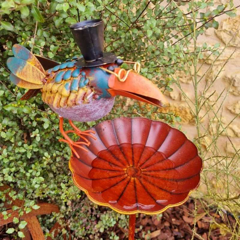 Blue Bird Feeder and Bath with Spike 110X29X17