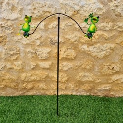 Iron Balance with Two Frogs Motif in Vibrant Colors