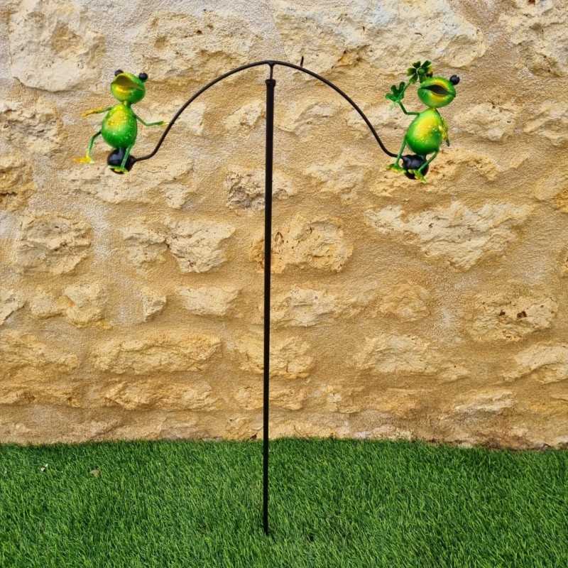 Iron Balance with Two Frogs Motif in Vibrant Colors