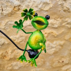 Iron Balance with Two Frogs Motif in Vibrant Colors