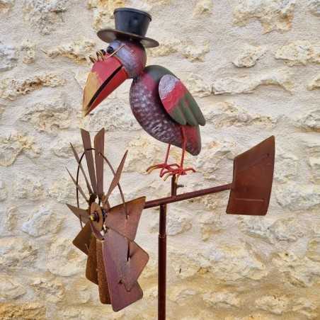 Pic, mobile, éolienne de jardin en fer motif corbeau 54,90 € LEZARD DU JARDIN