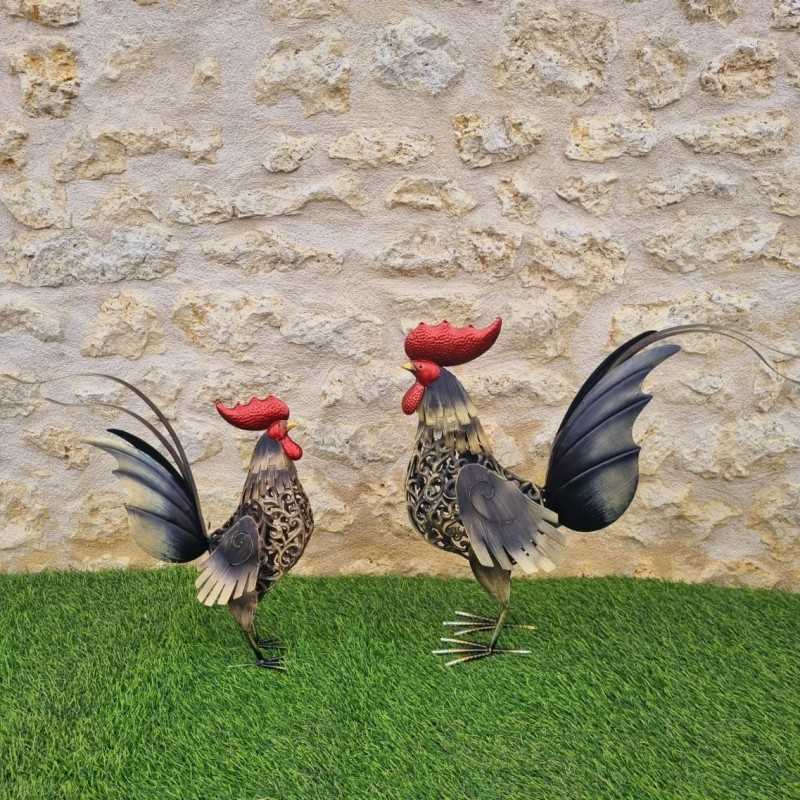 Iron Rooster in Two Sizes, Available in Gold, Black, and Red