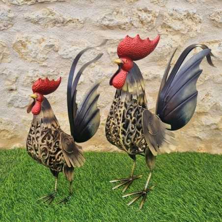 Iron Rooster in Two Sizes, Available in Gold, Black, and Red