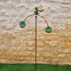 Garden Balance Ornament with Cast Iron Frog