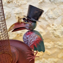 Bird Feeder on Stake with Crow Mobile in Metal 23x30x132cm