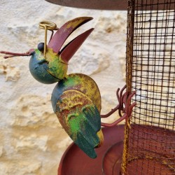 Bird Feeder on Stake with Crow Mobile in Metal 23x30x132cm