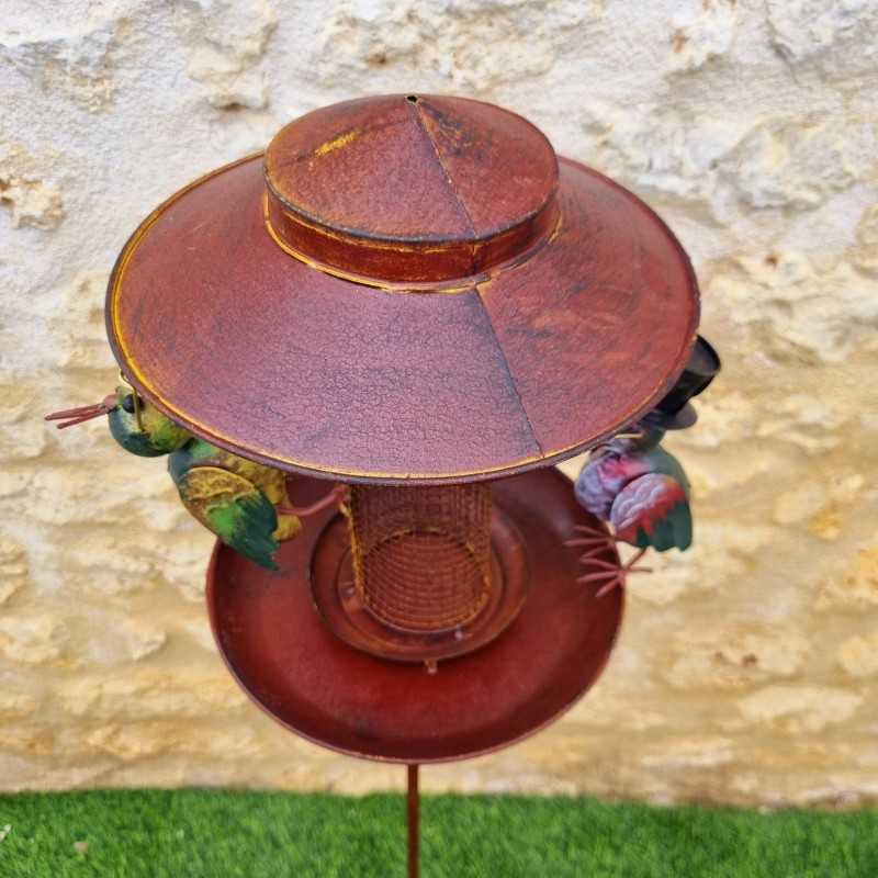 Bird Feeder on Stake with Crow Mobile in Metal 23x30x132cm