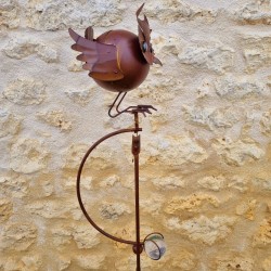 Balance arm, round iron garden stake owl