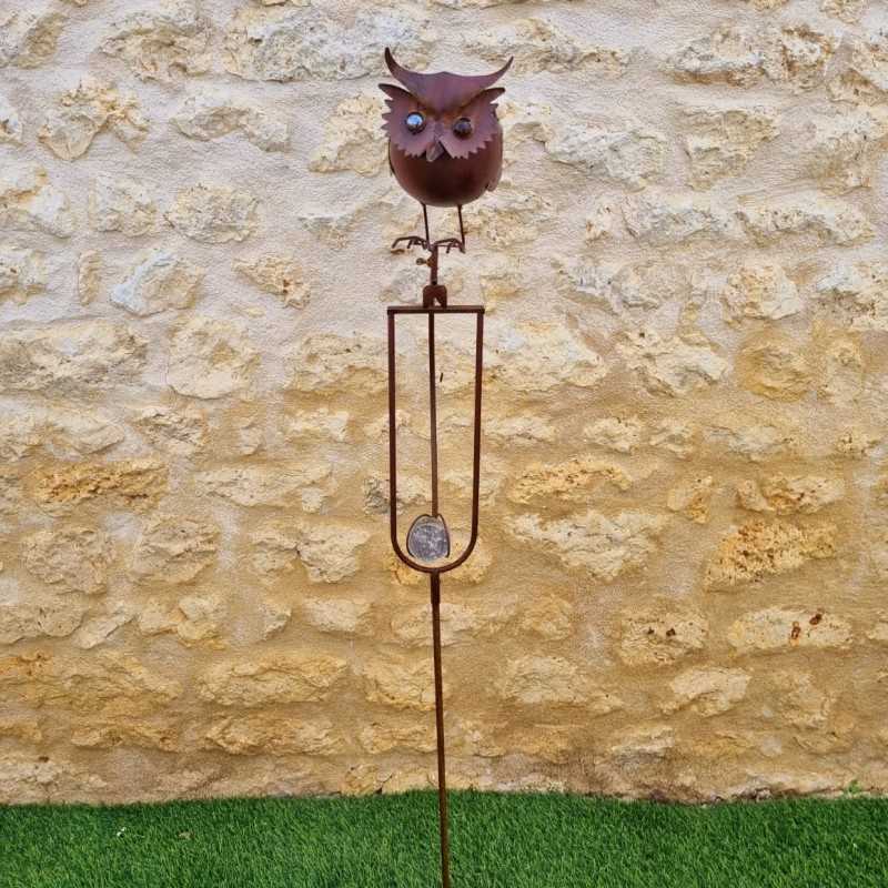 Balance arm, round iron garden stake owl