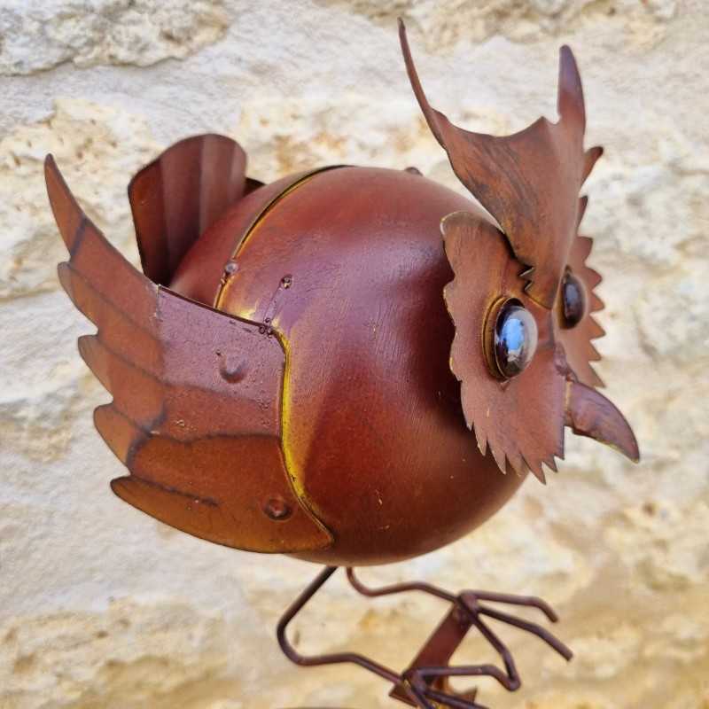 Balance arm, round iron garden stake owl