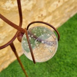 Balance arm, round iron garden stake owl