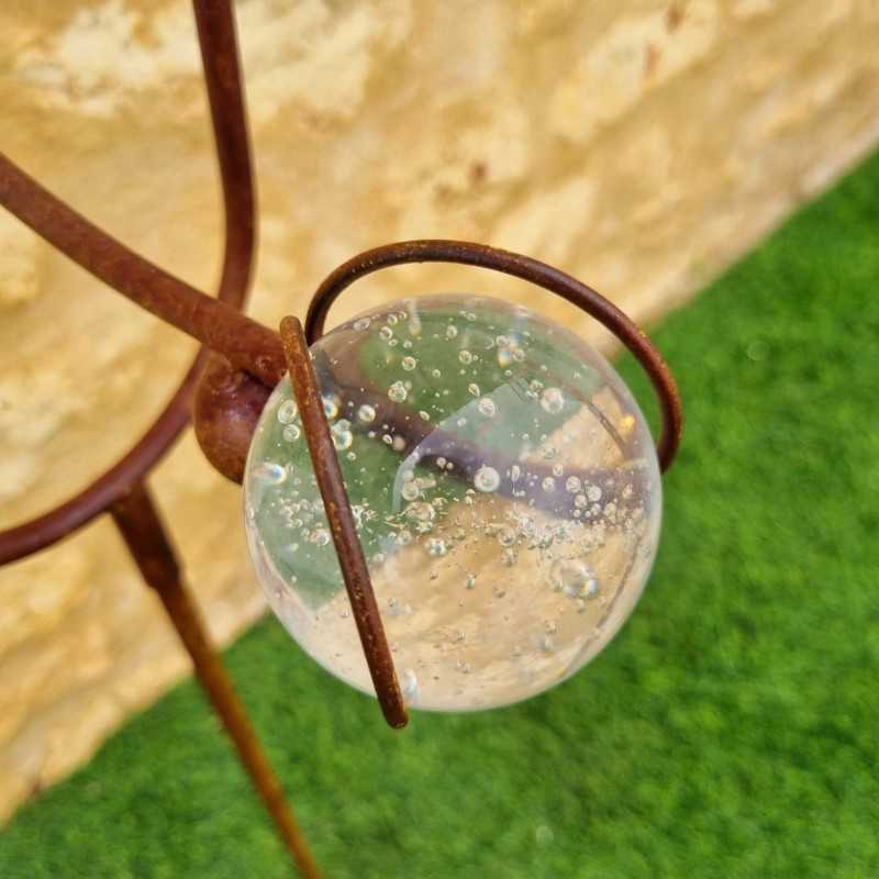 Balance arm, round iron garden stake owl