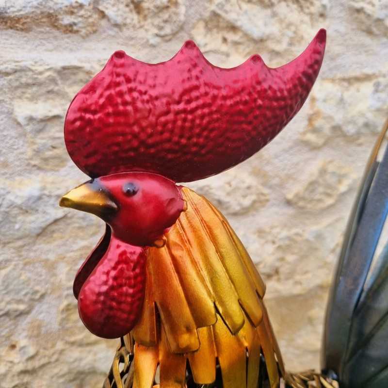 Iron Rooster in Two Sizes, Available in Gold, Gray, Orange, and Red