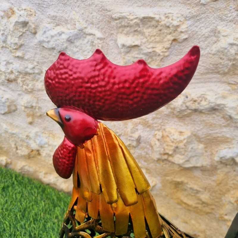 Iron Rooster in Two Sizes, Available in Gold, Gray, Orange, and Red